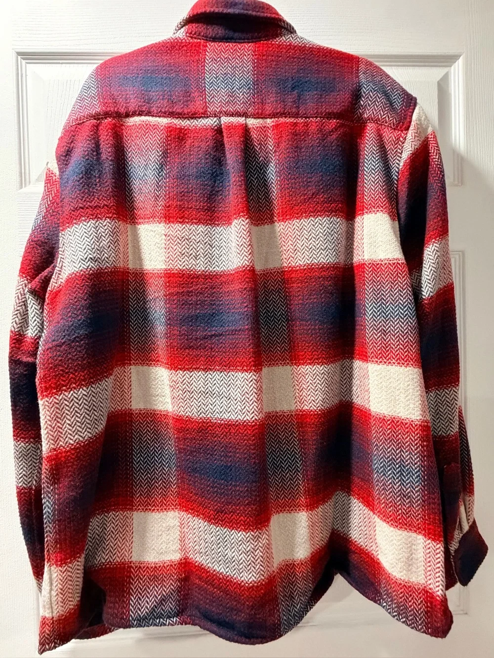 Richie Le Men’s Plaid Jacket Men's//  Red, Navy & Cream Lightweight Shirt Jacket
